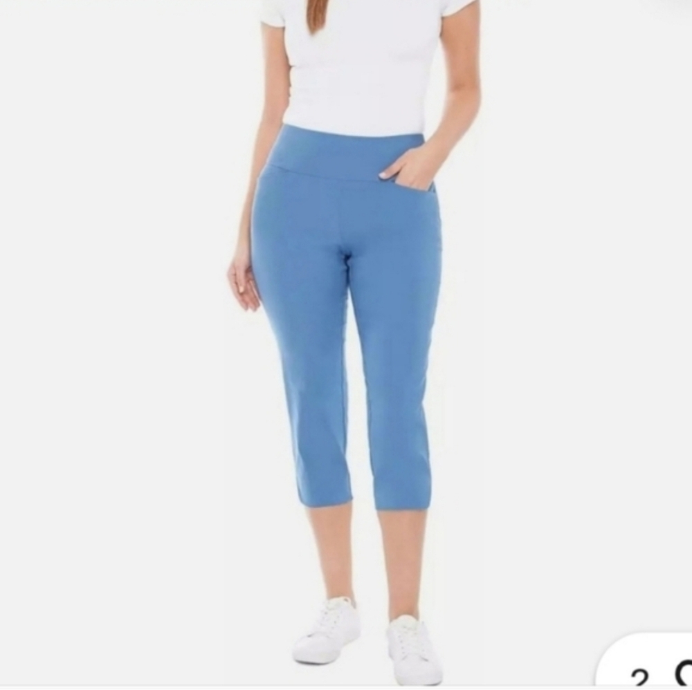 S.C. & Co. Stretch Tummy Control Capri Blue NEW
